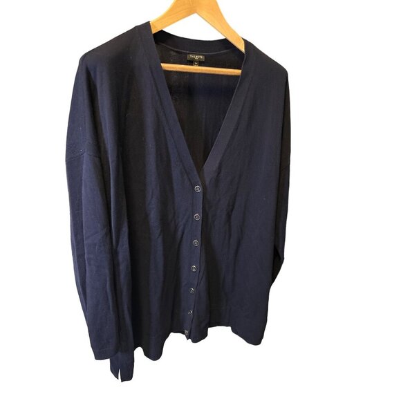 Talbots NWT Plus Navy Blue Long Sleeve V-Neck Button Up Knit Cardigan SZ 3XL - Picture 3 of 8